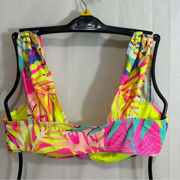 No Boundaries Womens Neon Tropical Palm Print Bikini Size L (11-13) - Picture 7 of 15